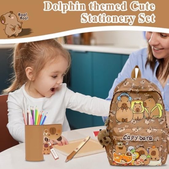 HiTotes Leuke Capybara Rugzak Schooltas Esthetische Preppy Cartoon