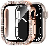 MY PROTECT - Diamond Hoesje Geschikt Voor Apple Watch 42mm Series 10 Bescherm Case & Screenprotector - Rosé