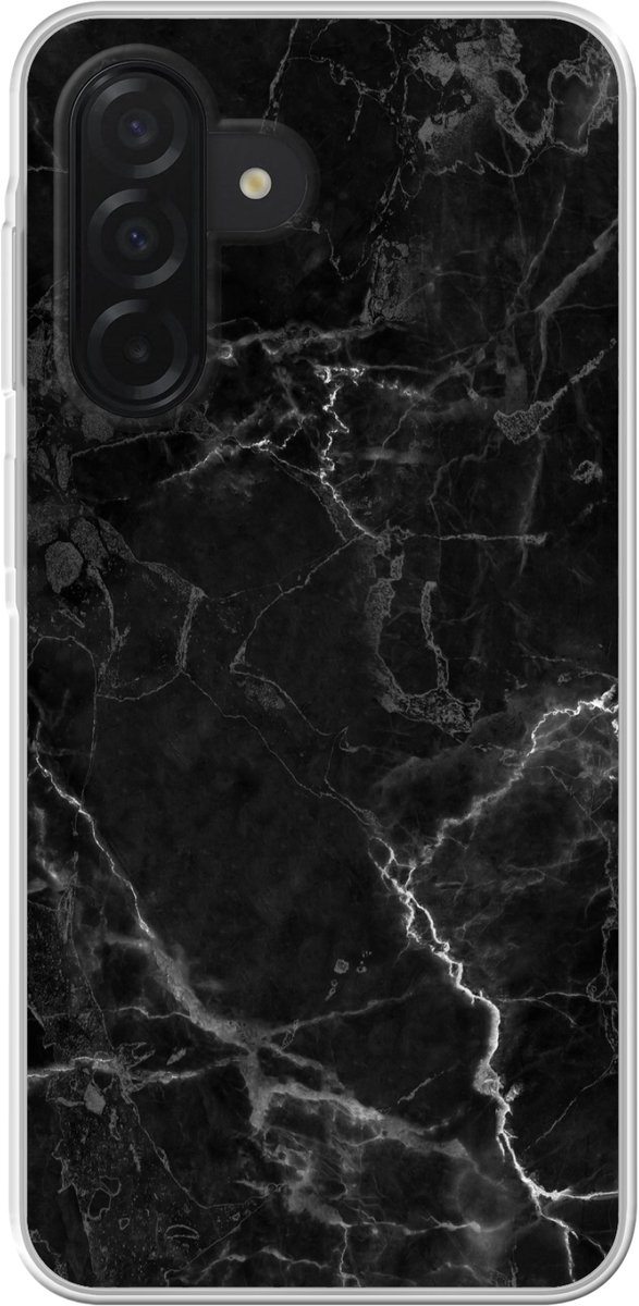Telefoonhoesje Geschikt voor Samsung Galaxy A26 hoesje - Marmer print - Zwart - Wit - Textuur - Marmer printlook - Siliconen Telefoonhoesje Telefoonhoesje