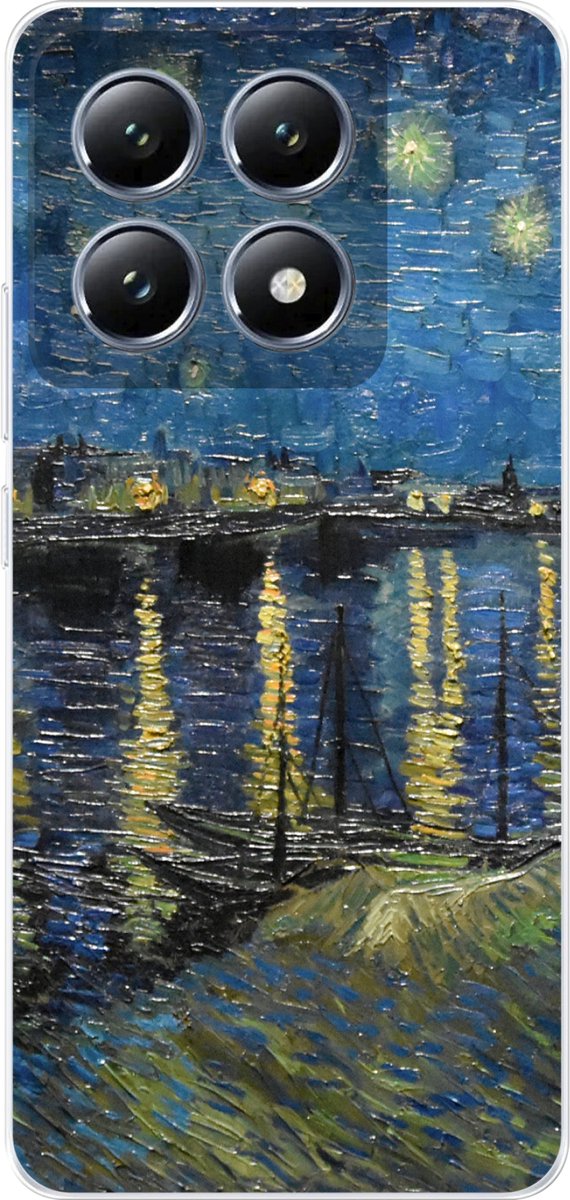Telefoonhoesje Geschikt voor Xiaomi 14T hoesje - Sterrennacht boven de Rhône - Van Gogh - Kunst - Siliconen Telefoonhoesje Telefoonhoesje