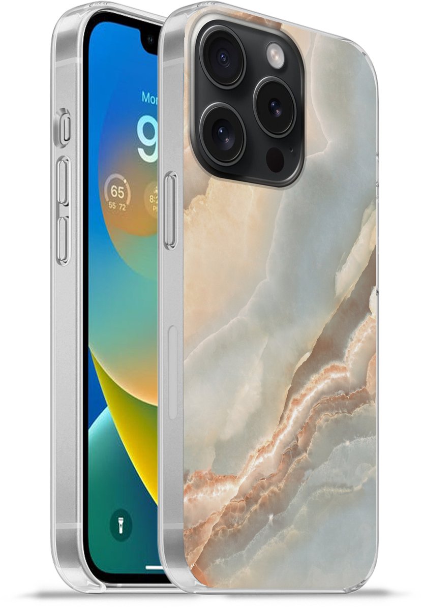 Telefoonhoesje Geschikt voor iPhone 15 Pro hoesje - Luxe - Mineralen - Natuurstenen - Siliconen Telefoonhoesje Telefoonhoesje