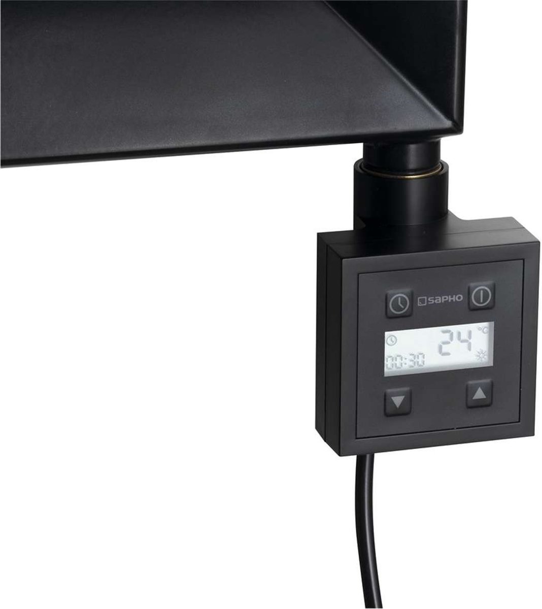 Sapho KTX - Verwarmingselement met thermostaat, 600 W, mat zwart KTX-B-600