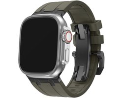 BALR liquid siliconen bandje geschikt voor Apple Watch 44mm / 45mm / 49mm – Bruin/Zwart – Compatibel met Apple Watch 1/2/3/4/5/6/8/9/10/11/SE(2-3)/Ultra(2-3)