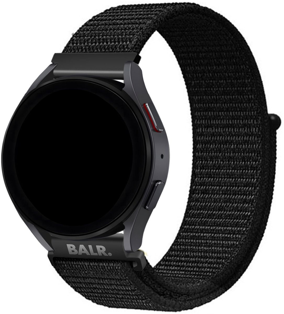 BALR Nylon Band 22mm – Geschikt voor Samsung Galaxy Watch 46mm / 3 / Gear S3, Huawei GT 2/3/Pro, Amazfit GTR, Polar Grit / Vantage, Fossil Gen 5/6, OnePlus Watch, Xiaomi Watch / Mi – Lichtgewicht Sportbandje – Zwart – Klittenbandsluiting