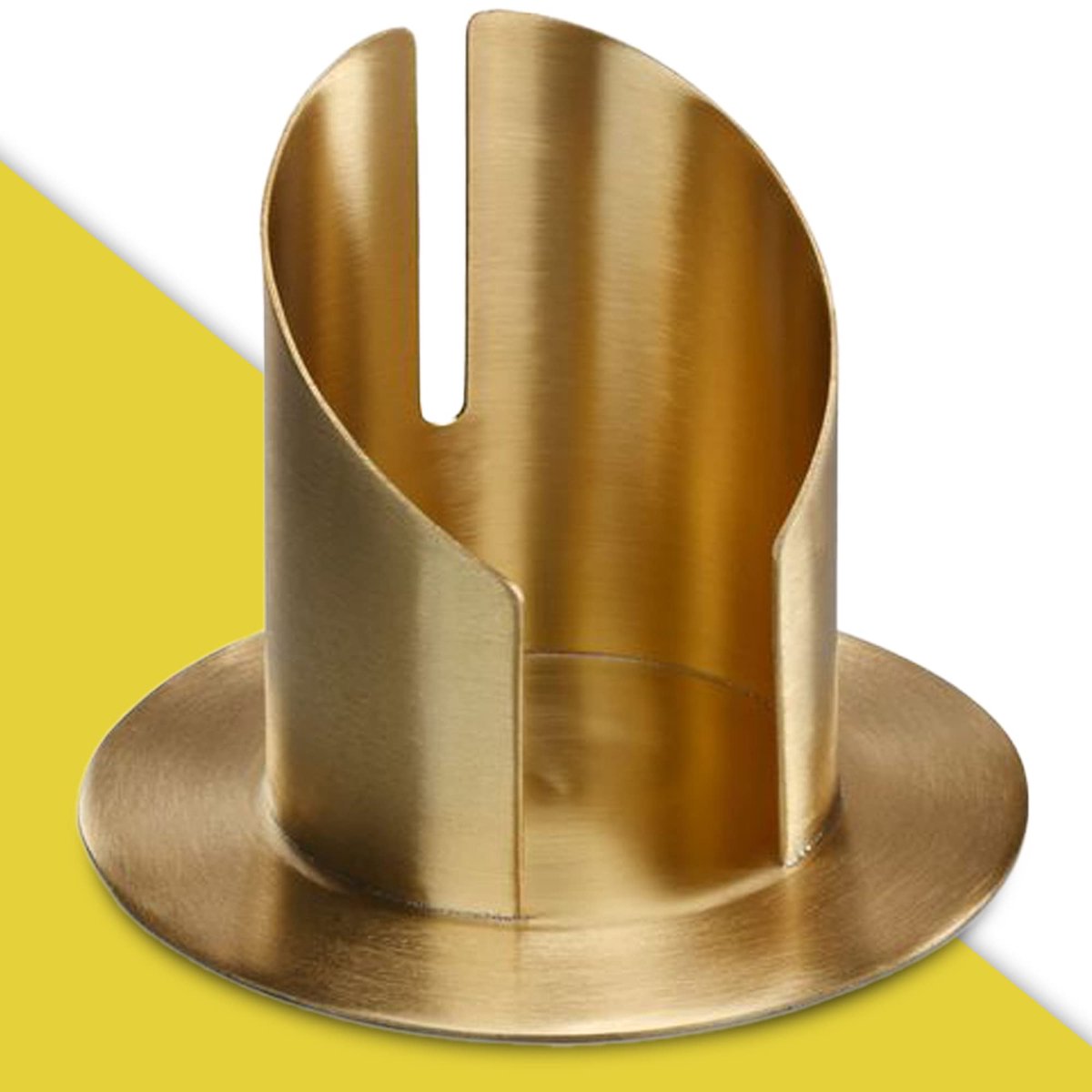 WikaKerzen kandelaar voor kaarsen - kaarsenhouder in zilver & goud geborsteld messing metaal - kaarsenhouder voor bruiloft-, communie- & doopkaarsen (Ø 7cm, goud)