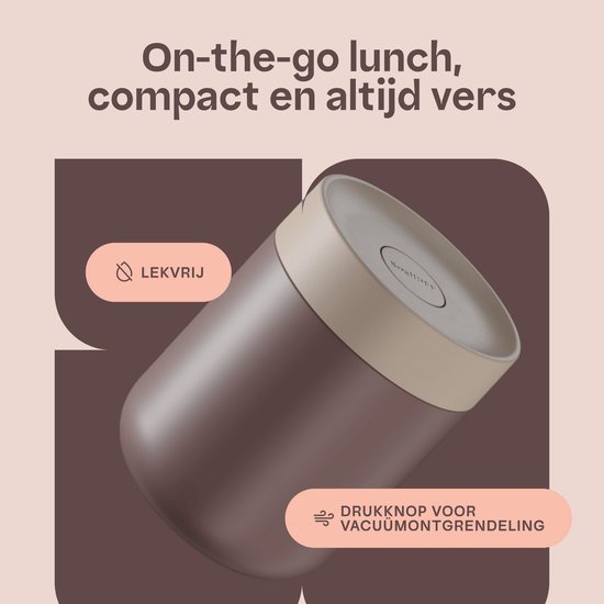 BergHOFF Home Nommie – Boîte à lunch Thermos 0 l – Boîte à lunch Thermos étanche – Garde au chaud ou au froid pendant 6 heures – Isolation à double paroi – Récipient alimentaire étanche – Acier inoxydable – Lavable au lave-vaisselle – Rose