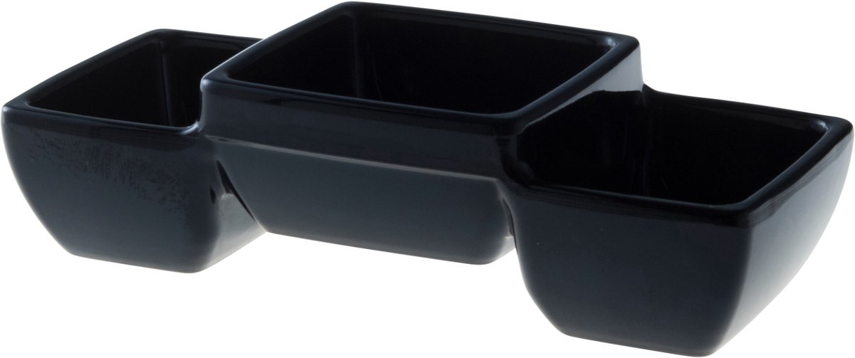 Truyts Schaal 3vaks Melamine 14 x 6 cm Zwart
