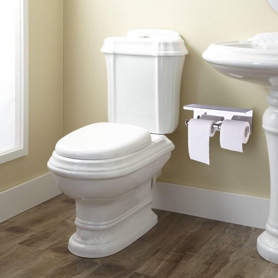 JACKCUBE DESIGN Toiletpapierhouder - Badkamer Keukenrolhouder, Plank Dubbele houder voor Mobiele Telefoon, Weefselhanger -Muur Roestvrij staal MK428 (Glas Type2