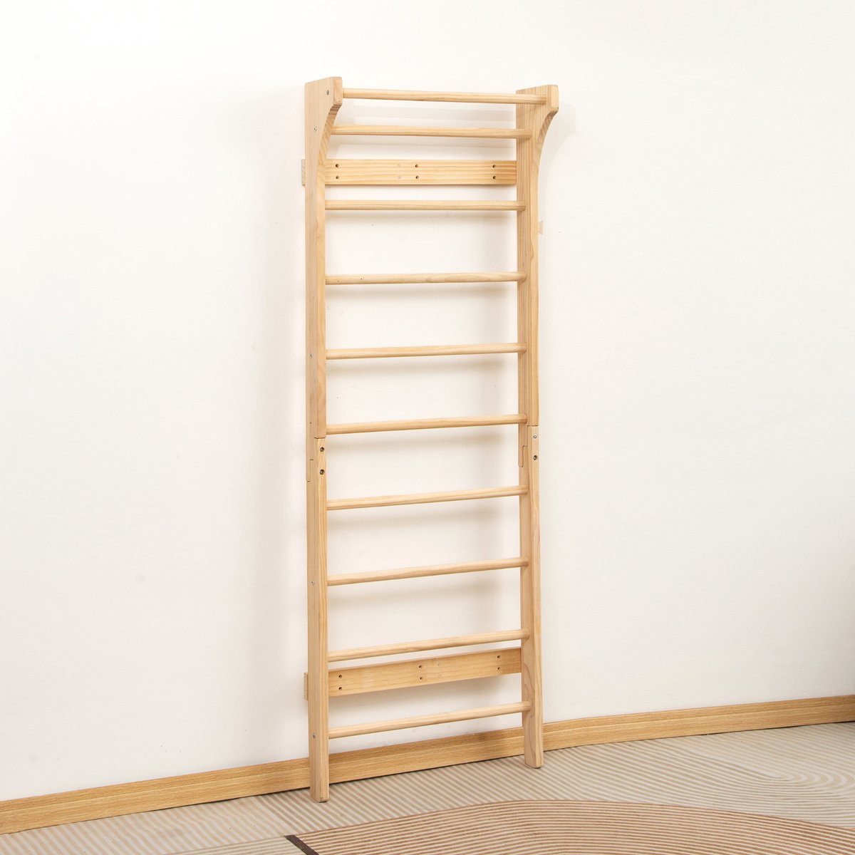 Buxibo Klimwand van Hout – Wandklimrek voor Binnen – Gym Speeltoestel voor Kinderen – 190x68x8 cm – Naturel