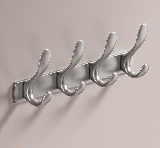 Foto: 4 door hook coat bathroom towel hooks wall mounted screw fixed heavy duty hanger stainless steel robe rack holder in bedroom or kitchen wall holder grijze haak voor handdoeken en kleding