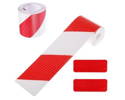 Alriedy Reflective Adhesive Tape, Self-Adhesive Reflector Tape, 5cm x 3m, Sealing Tape, Red White, Reflector Stickers for Cars, Trailer, Safety, Weatherproof Warning Tape for Use