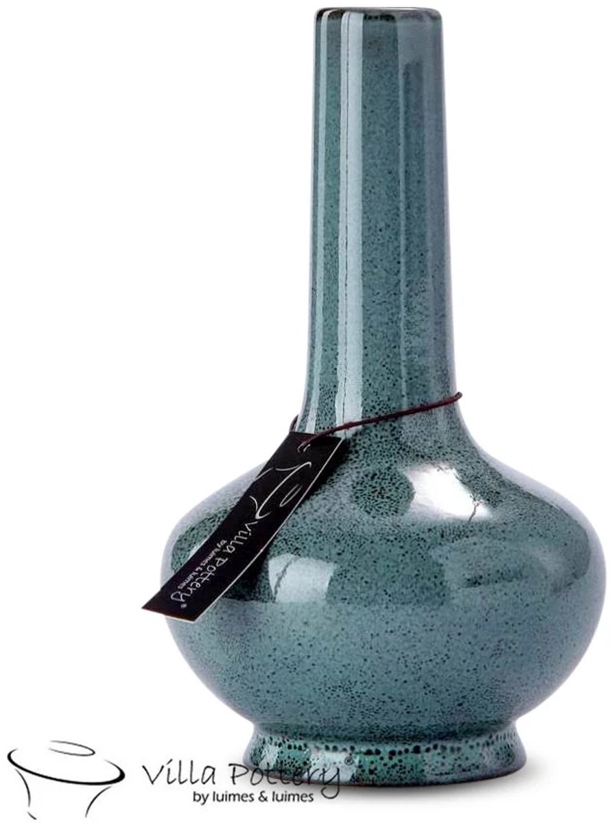 Villa Pottery Licht Groen Blauwe vaas Amber Reactief D10 x