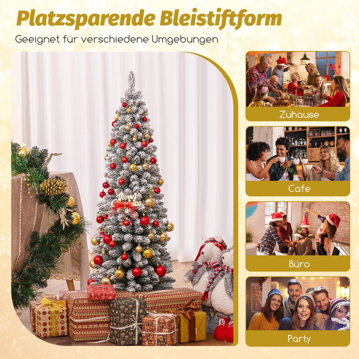 COSTWAY 3 kunstmatige potlood kerstbomen, 90 120 150 cm, dennenboom COSTWAY 3 kunstmatige potlood kerstbomen, 90 120 150 cm, dennenboom