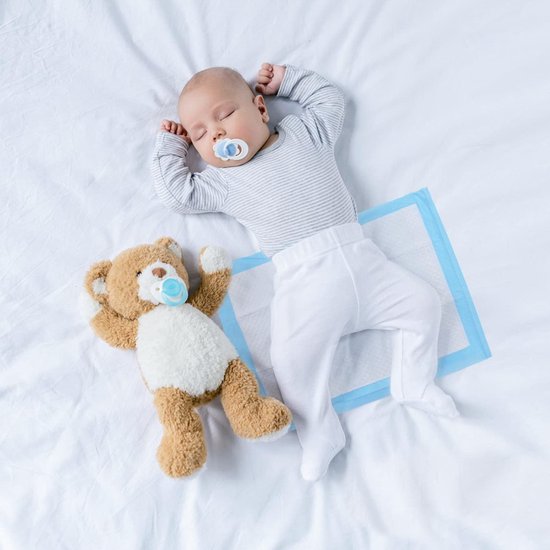 Wegwerpluierverschoningsmatjes - huidvriendelijke verschoonpads - draagbaar en waterdicht - geschikt voor baby's - wit - 45x33cm - 100 stuks van Aleva Naturals — afbeelding 2