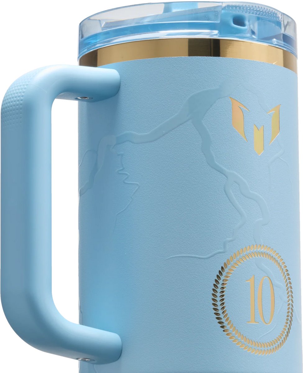 Stanley Quencher ProTour Flip Straw Tumbler - Messi Blue Striker - Lichtblauw - Goud - 1.2L - RVS - Stanley Cup met Rietje en Handvat - Thermosbeker - Thermosfles - Beker - Drinkbeker - Drinkfles - Fles - Koffiebeker To Go - Mug - Waterfles – foto 3
