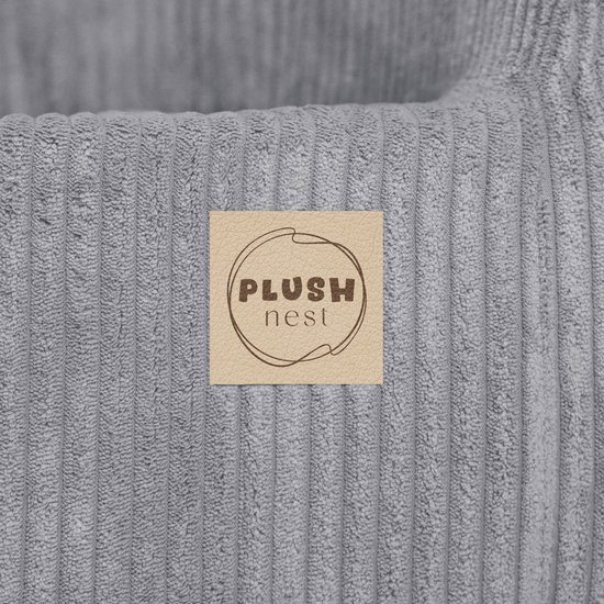 Plush Nest Kinderfauteuil Grijs Corduroy - Zachte Stoel Peuter - Vanaf 12 Maanden - Lichtgewicht - 40x53 cm van Plush Nest — afbeelding 3