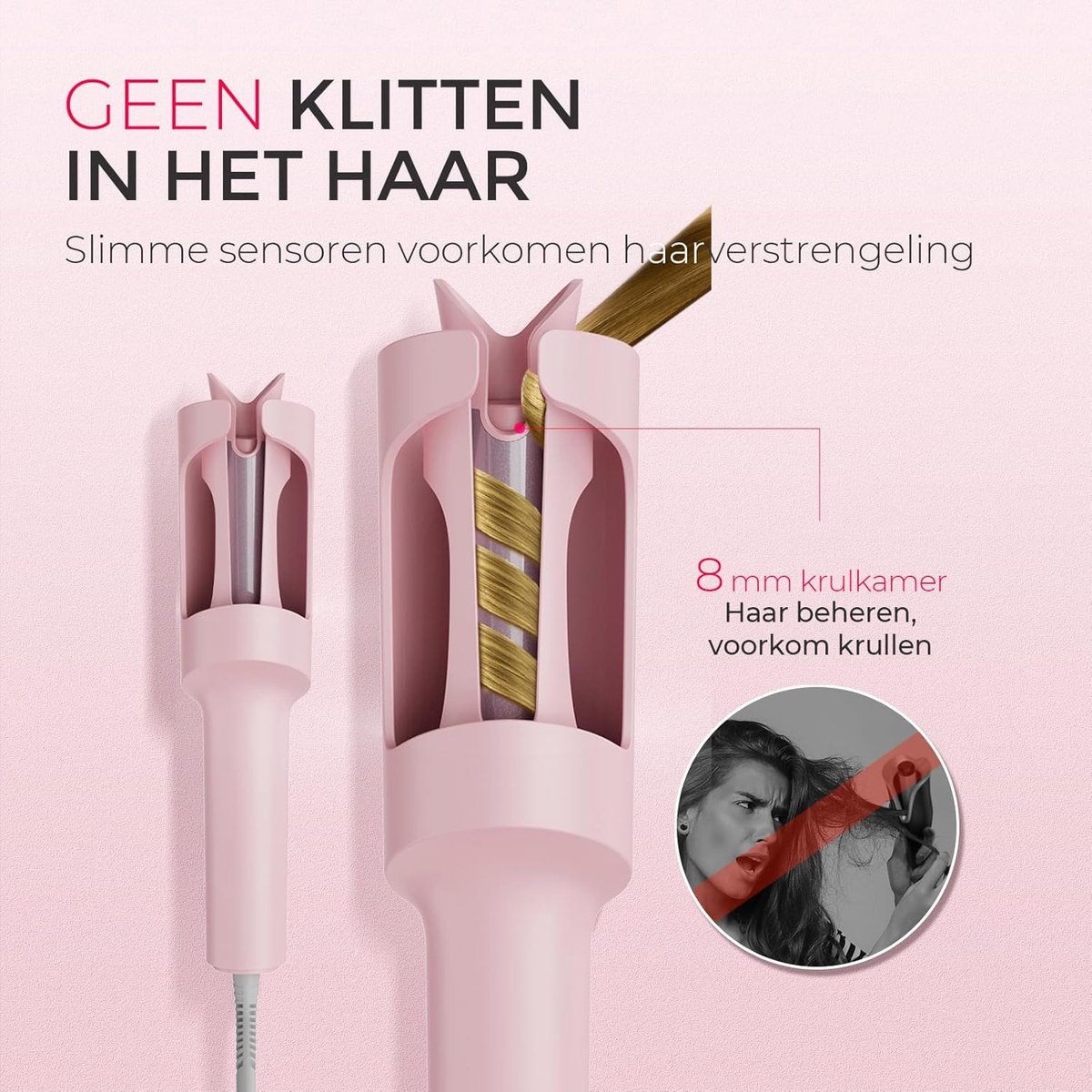 TYMO Curlpro - Automatische Krultang - Krulborstel - Roze - afbeelding 3