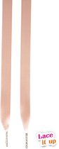 Schoenveters plat satijn luxe - oud roze breed - 120cm met zilveren stiften veters voor wandelschoenen, werkschoenen en meer