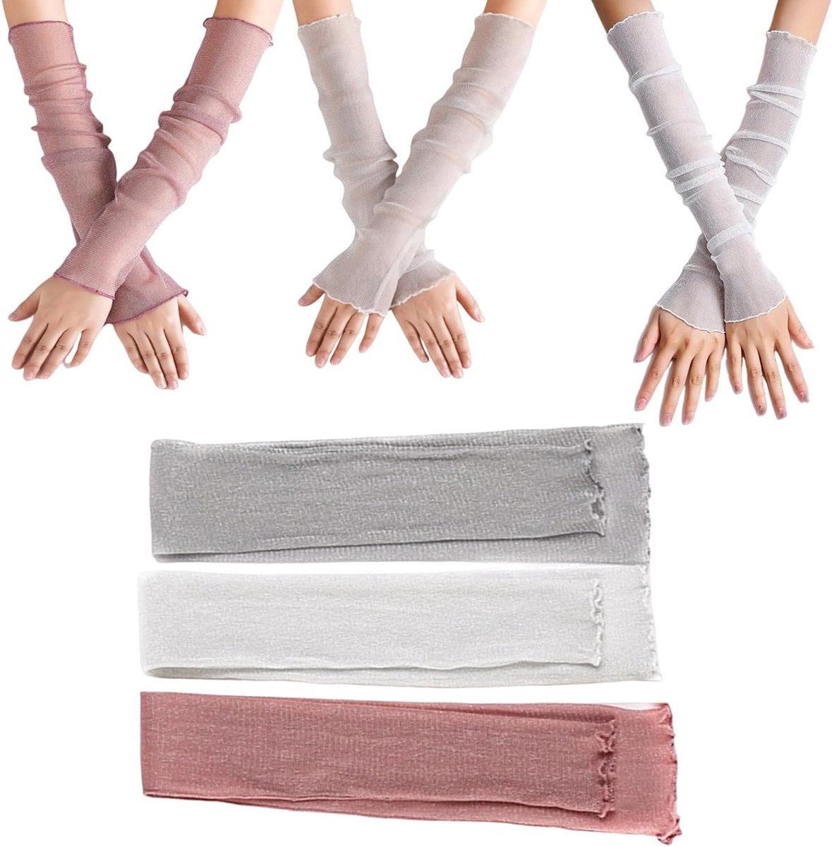 ByShane - Dames Zonbeschermende Mouwen voor Outdoor Fietsen - Set van 3 - UV-bescherming - Lange Arm - IJsmouwen - Kant - Diverse Kleuren - Maatvoering voor Vrouwen