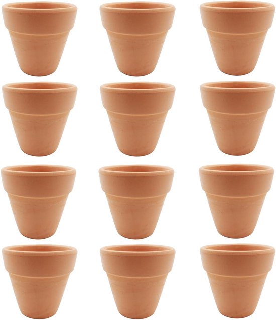 4 stuks bloempotten terracotta pot 14 x 7,1 cm kleipotten met afvoerga