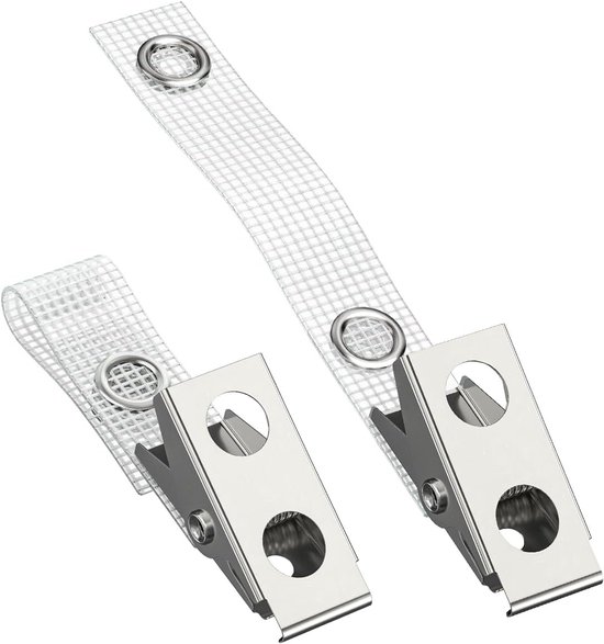 50pcs Metal Badge Clips met Grid Surface - PVC Straps - Dubbele Gaatjes ...