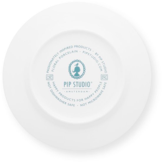 Pip Studio - Flower Festival - Set van 4 - Taartbordjes - Lichtblauw - Porselein - 17cm