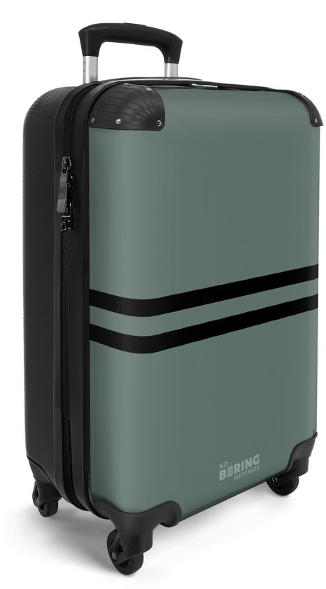 NoBoringSuitcases.com® handbagage koffer – groen met horizontale strepen