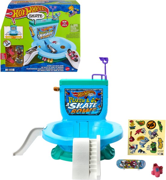 Hot Wheels Skate Doorspoelen En Gaan Skateset - Toiletpot Racebaan