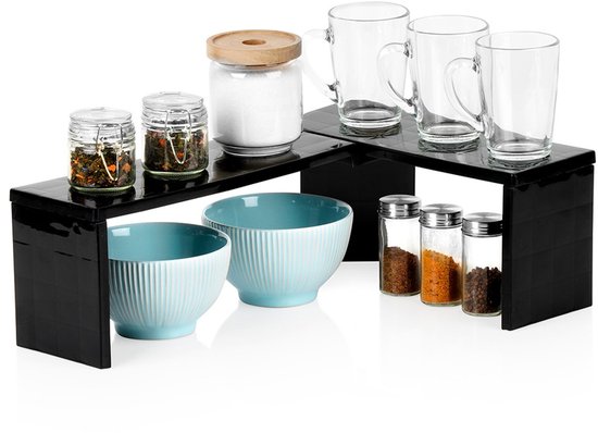 Étagère d'angle de cuisine Zwart 47 x 32 x 15,5 cm - Étagère de Cuisine - Meuble de cuisine - Étagère à épices - Porte-épices