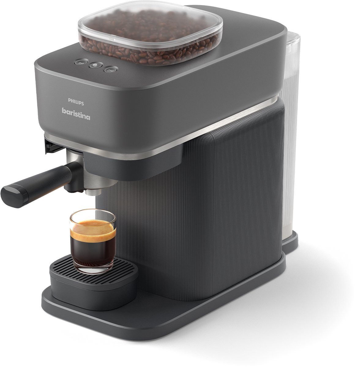 Afbeelding 2 van Philips Baristina + Melkopschuimer Bundel - BAR303/60 - Espressomachine - Pistonmachine - Zwart