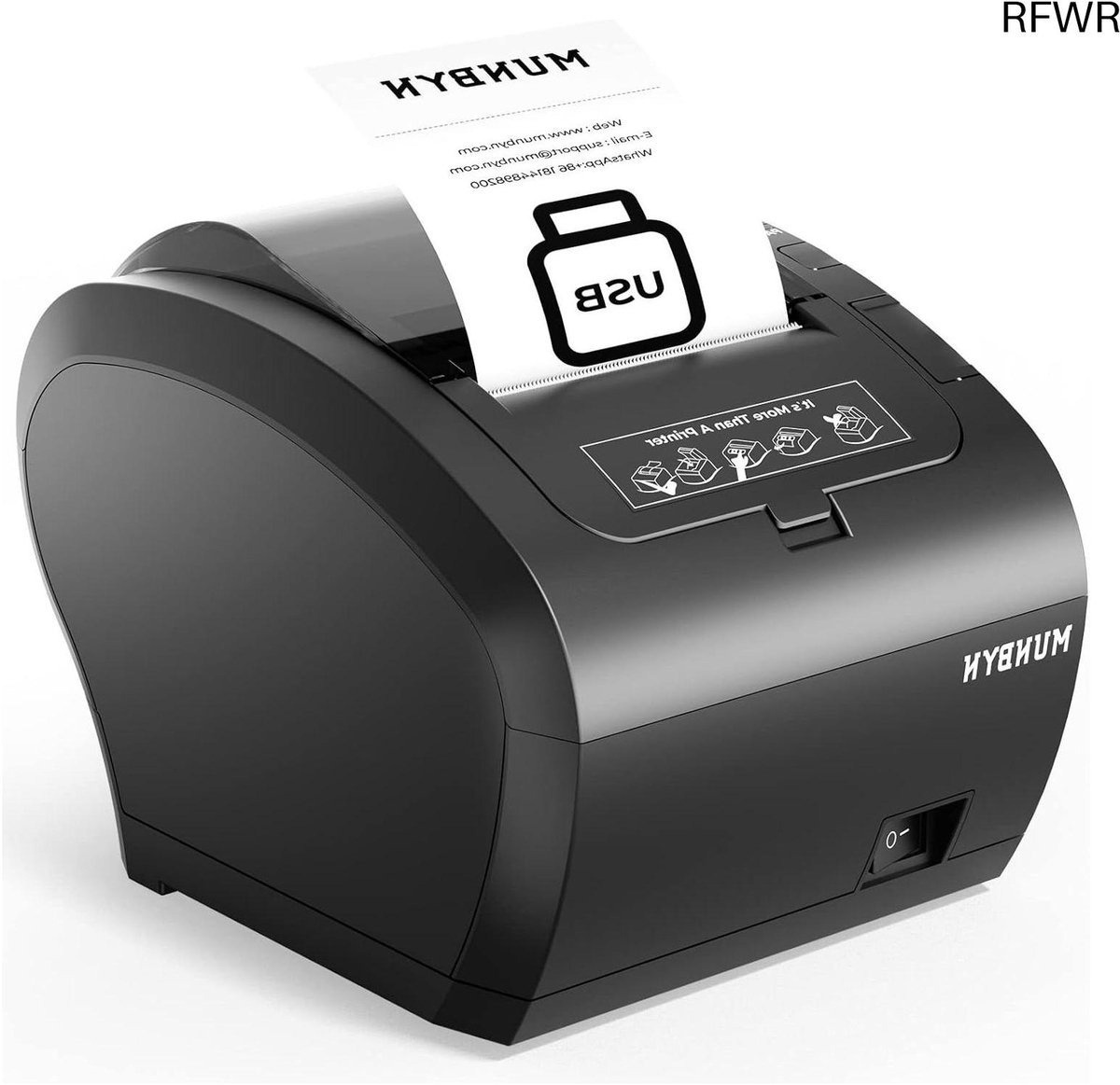 RFWR® Thermische Bonprinter 80mm met Hoge Afdruksnelheid - Compatibel met Windows, Mac en Chromebook