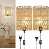 Wandlamp Binnen met Snoer - Binnenwandlamp Met Stekker Voor Binnen - met Dimbare Schakelaar - Slaapkamer Bedlampje – Muurlamp Industrieel en Vintage