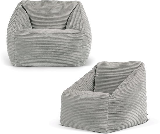Lounge Pug, Archi Zitzak Stoel, Bean Bag, Fauteuil Poef, Corduroy Beigegrijs- Big Bertha Original NL