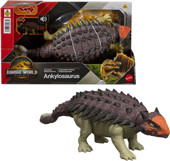 Jurassic World Rebirth Wild Brullende Ankylosaurus - Met geluid en met de staart gestuurde aanval