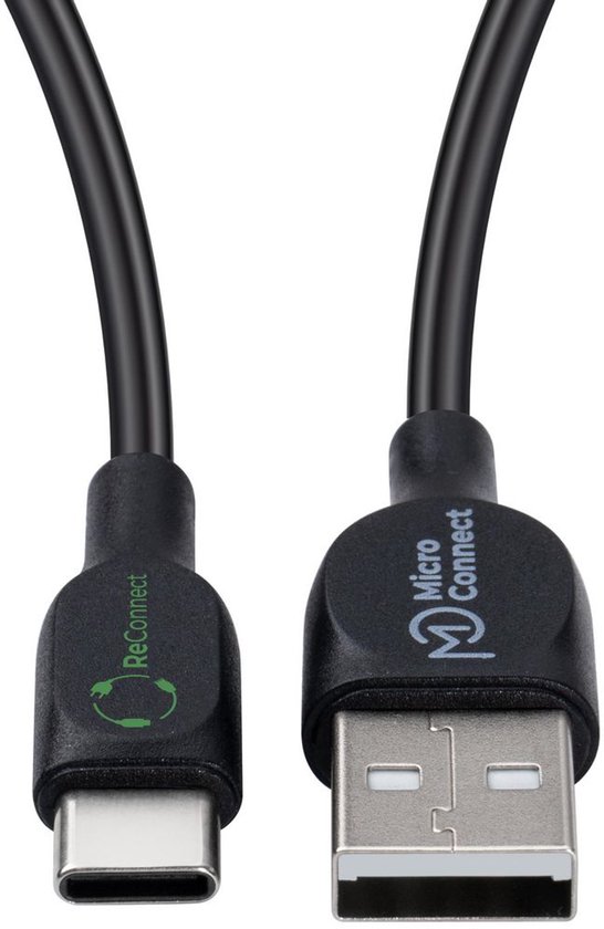Câble USB Microconnect ECO-USB3.1CCHAR1B USB 2.0 1 m USB A USB C Zwart
