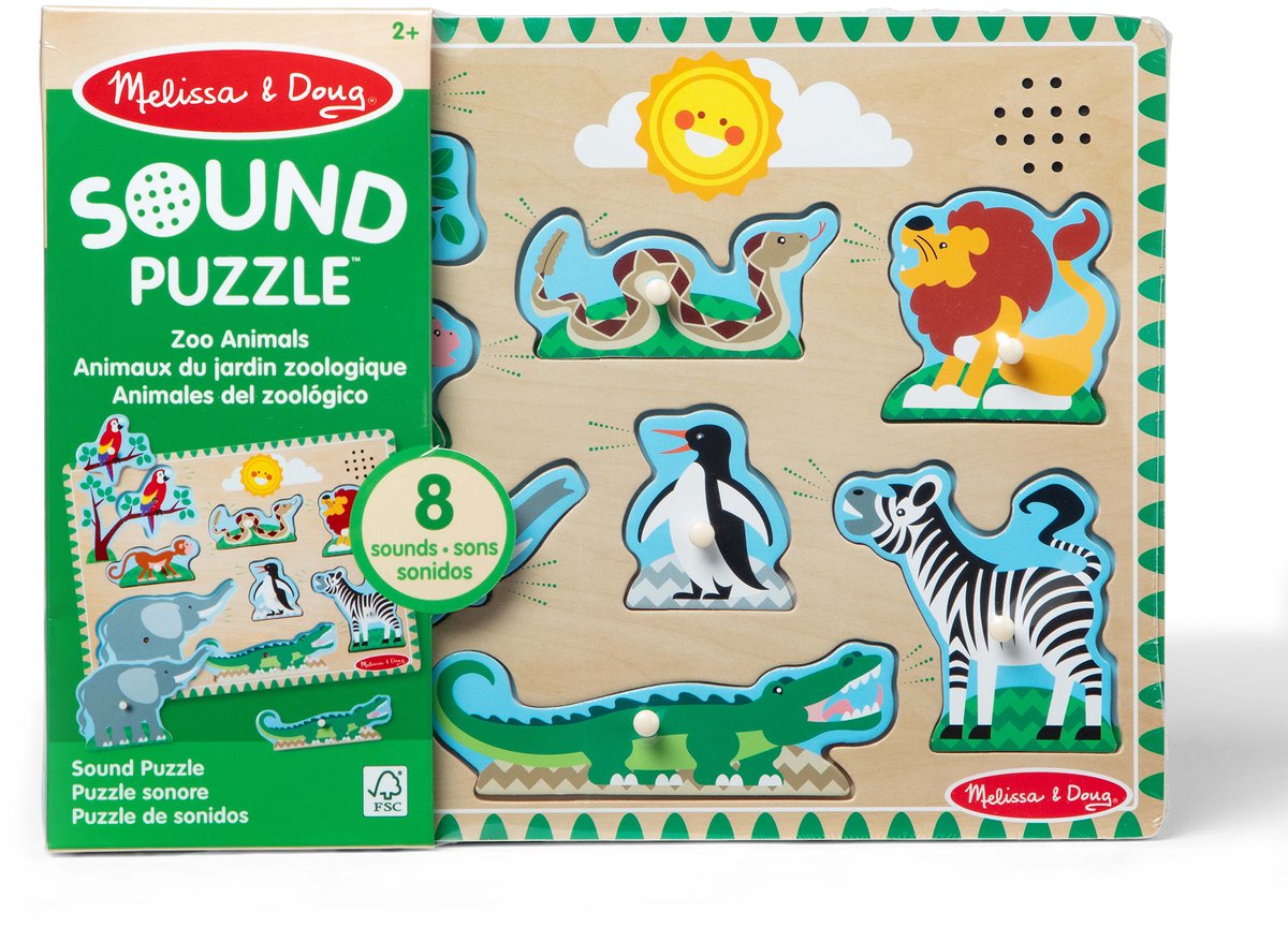 Melissa & Doug – Houten geluidenpuzzel – Wilde dieren