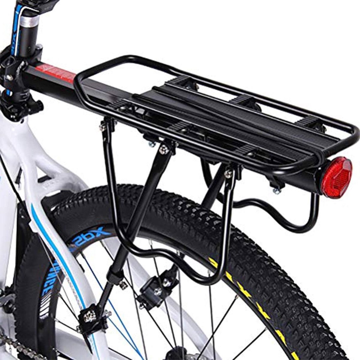 Mountainbike dragerrek voor fiets achterrek - Legering | Road Rack | Fiets achterbankrek | Fiets bagage vrachtrek - 100 lbs | Fiets DIY accessoires - Zwart - Handige toevoeging voor je fiets met extra opbergmogelijkheden