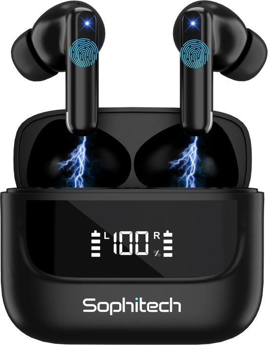 SophiBuds Pro - Draadloze Oortjes Bluetooth - Oordopjes Draadloos met ANC & ENC Noise Cancelling - Bluetooth Oordopjes Universeel - Geschikt als Earpods - BT 5.4 - Zwart