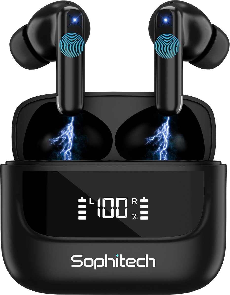 SophiBuds Pro - Draadloze Oortjes Bluetooth - Oordopjes Draadloos met ANC & ENC Noise Cancelling - Bluetooth Oordopjes Universeel - Geschikt als Earpods - BT 5.4 - Zwart