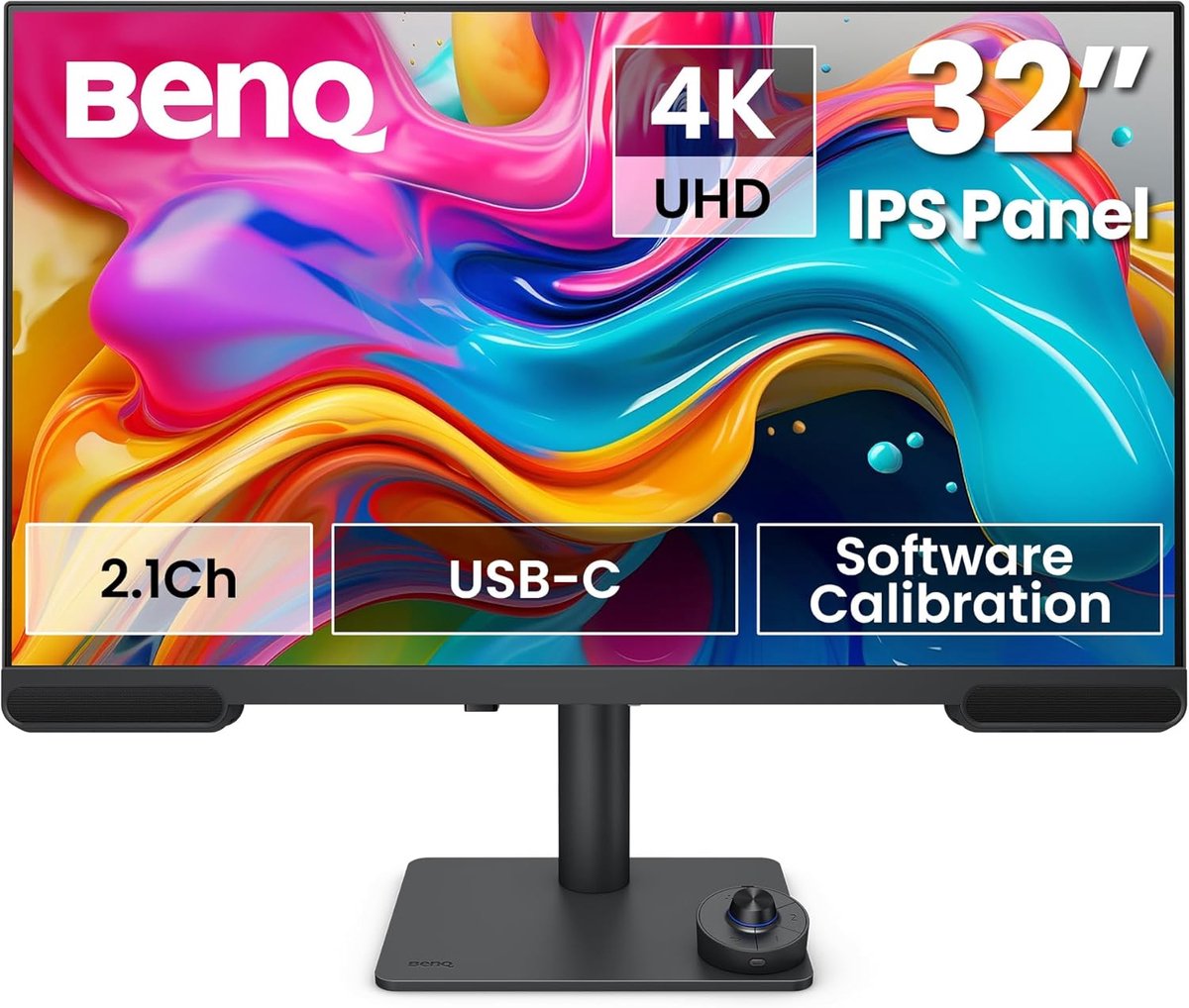 BenQ Creative Pro PV3200U – 32" 4K Premium Designer & Video Editing Monitor – 95% DCI‑P3 – 100% Rec.709 – Calman Verified – 2.1‑audio – MacBook‑modus – USB‑C 65W – HDR400 - ICCsync - iKeyboard control - Wireless Hotkey Puck G3