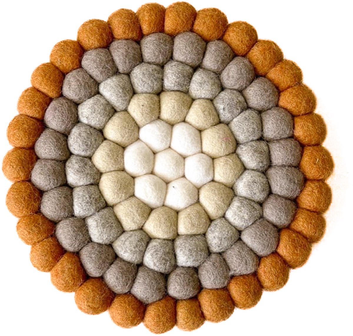 Onderzetter Vilt Bolletjes - Oranjebruin, grijs, Wit, Beige - 20cm - Fairmade