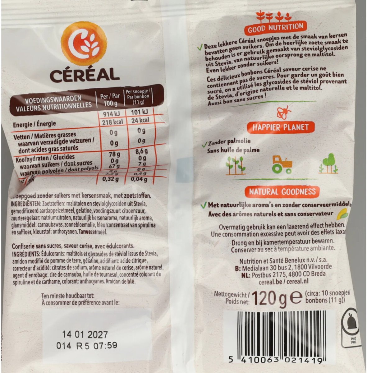 Céréal Snoepjes Kers - 12 x 120 gr - Voordeelverpakking