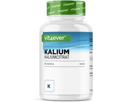 Kalium - 365 capsules met 800 mg elementair kalium (uit kaliumcitraat) per dagelijkse portie - 100% kaliumcitraat - Zonder toevoegingen - Veganistisch