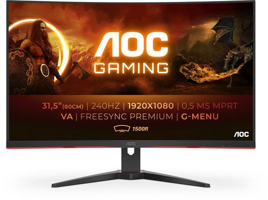 AOC C32G2ZE – Full HD Curved Gaming Monitor – 240hz – 32 Inch