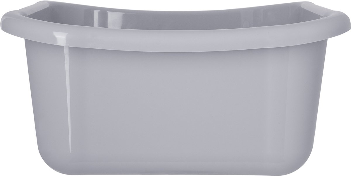 KADAX Rechthoekige wasbak, robuuste wasbak, waskom met comfortabele handgrepen, opbergcontainer, compacte reinigingsbak, kom (lichtgrijs, 8 liter)