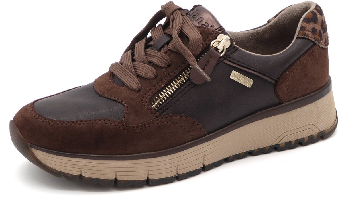 Jana Dames Sneaker - 23762-394 Bruin/Combi - Wijdte H - Maat 39