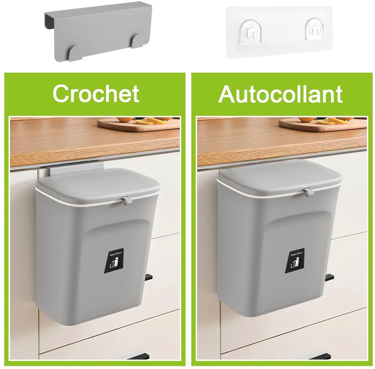 Poubelle de cuisine,12L green--Poubelle Murale Suspendue 12l Pour