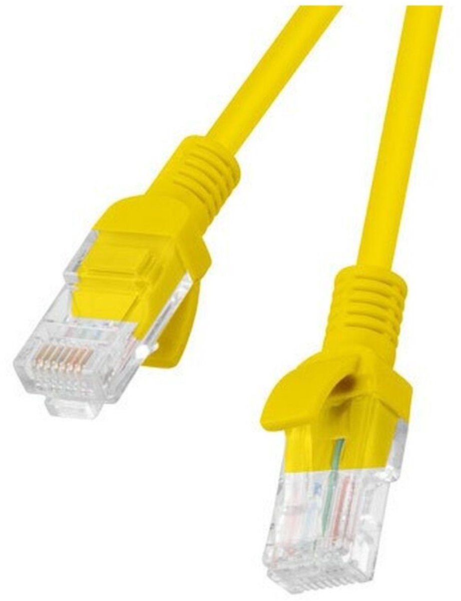 Stevige UTP-netwerkkabel categorie 5e Lanberg PCU5-20CC-0025-Y Geel 25 cm