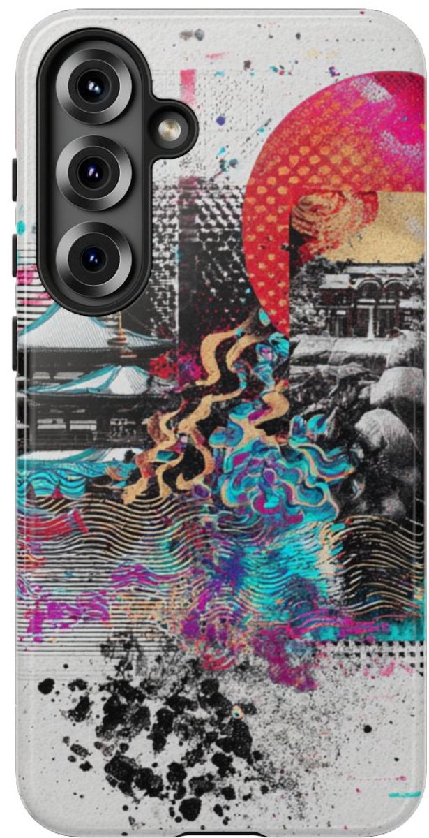 Abstracte Japanse Zen Tuin Collage – Telefoonhoesje Geschikt voor Samsung Galaxy S25 Plus