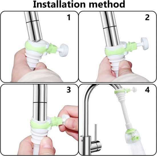 Tap Extension Adjustable Splash Proof Rotating for Kitchen Faucet Water Saving Nozzle Valve Filter Green 13 cm van Merkloos	 — afbeelding 3